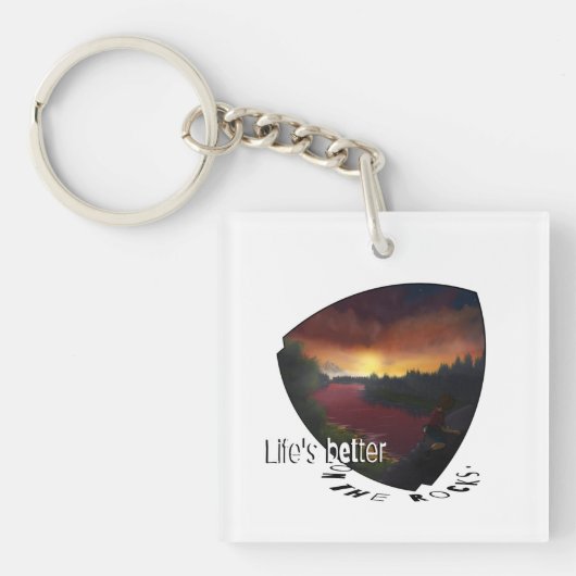 Het leven is beter op de rotsen. rotsklimmer sleutelhanger (Voorkant)