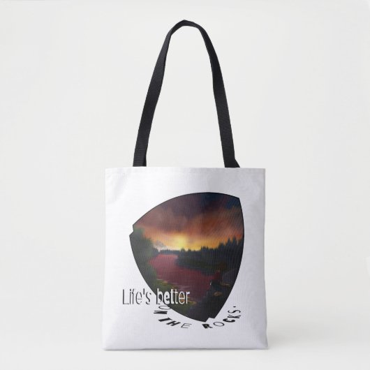 Het leven is beter op de rotsen. rotsklimmer tote bag (Voorkant)