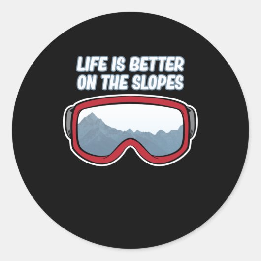 Het leven is beter op de skiester Slopes Ronde Sticker (Voorkant)