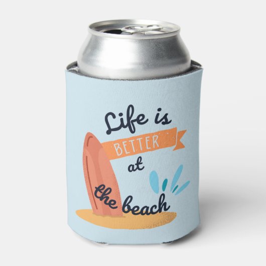 Het leven is beter op de strandkust blikjeskoeler (Blikje Voorkant)