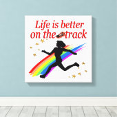 HET LEVEN IS BETER OP DE TRACK RUNNER DESIGN CANVAS AFDRUK (Insitu (Houten vloer))