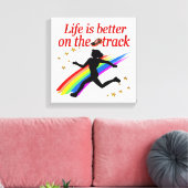 HET LEVEN IS BETER OP DE TRACK RUNNER DESIGN CANVAS AFDRUK (Insitu (Woonkamer))