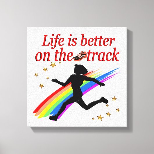 HET LEVEN IS BETER OP DE TRACK RUNNER DESIGN CANVAS AFDRUK (Voorkant)