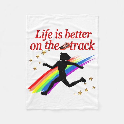 HET LEVEN IS BETER OP DE TRACK RUNNER DESIGN FLEECE DEKEN (Voorkant)