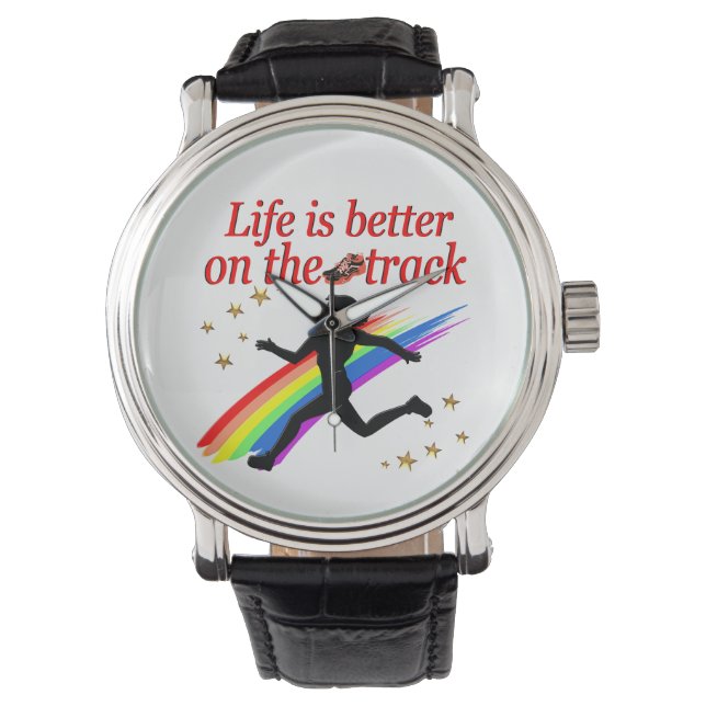 HET LEVEN IS BETER OP DE TRACK RUNNER DESIGN HORLOGE (Voorkant)