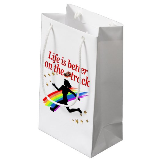 HET LEVEN IS BETER OP DE TRACK RUNNER DESIGN KLEIN CADEAUZAKJE (Achterkant Gekanteld)