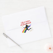 HET LEVEN IS BETER OP DE TRACK RUNNER DESIGN VIERKANTE STICKER (Envelop)