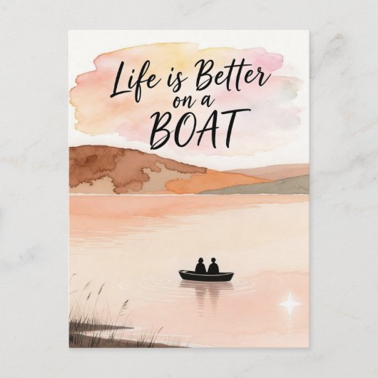 Het leven is beter op een boot briefkaart (Voorkant)