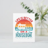 Het leven is beter op een boot in een woonboot briefkaart (Staand voorkant)