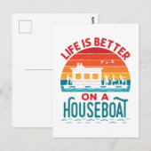 Het leven is beter op een boot in een woonboot briefkaart (Voorkant / Achterkant)