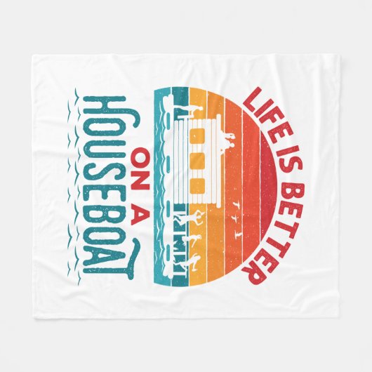 Het leven is beter op een boot in een woonboot fleece deken (Voorkant (Horizontaal))
