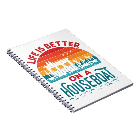 Het leven is beter op een boot in een woonboot notitieboek (Rechterzijde)