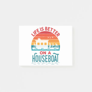 Het leven is beter op een boot in een woonboot post-it® notes