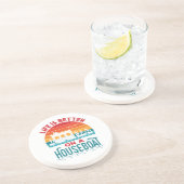 Het leven is beter op een boot in een woonboot zandsteen onderzetter (Zijkant)