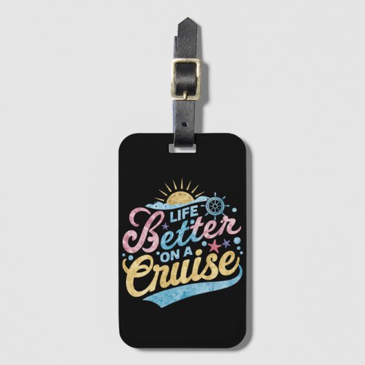 Het leven is beter op een cruise familie vakantie  bagagelabel (Voorkant (verticaal))