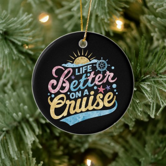 Het leven is beter op een cruise familie vakantie keramisch ornament (Boom)