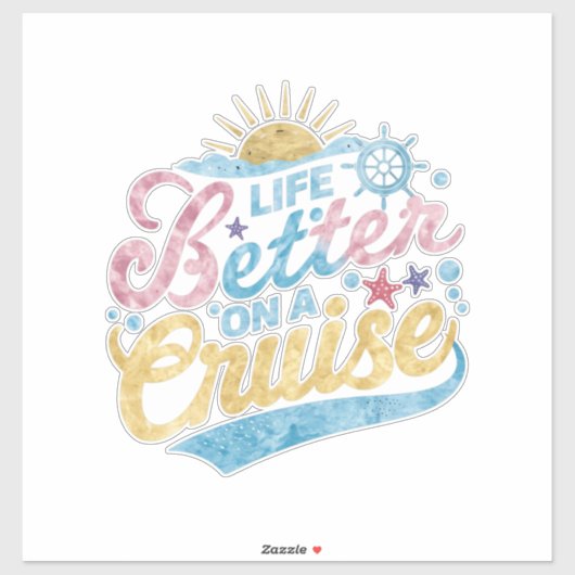Het leven is beter op een cruise familie vakantie sticker (Vel)