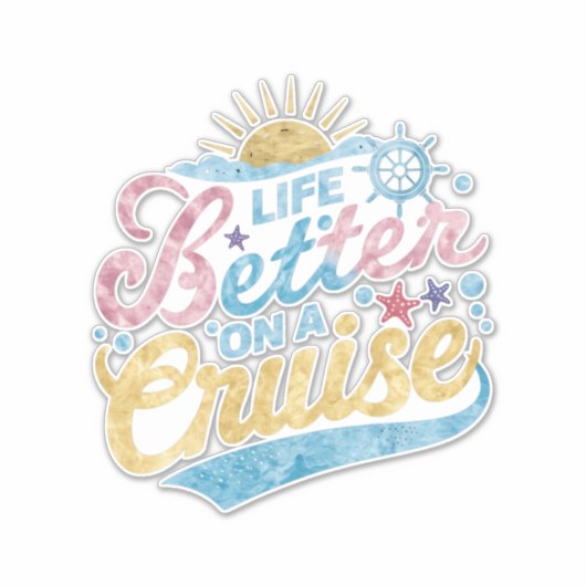 Het leven is beter op een cruise familie vakantie  sticker (Voorkant)