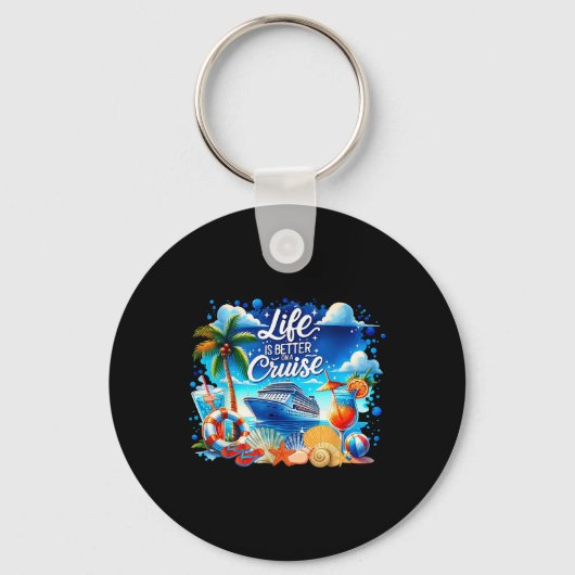 Het leven is beter op een cruise Hawaii Beach Summ Sleutelhanger (Voorkant)