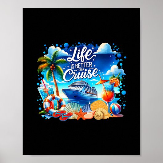 Het Leven Is Beter Op Een Cruise Hawaii Strand Lev Poster (Voorkant)