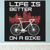 Het leven is beter op een fiets canvas afdruk (Insitu (Houten vloer))