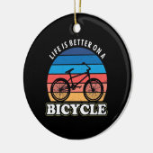 Het leven is beter op een fiets keramisch ornament (Links)