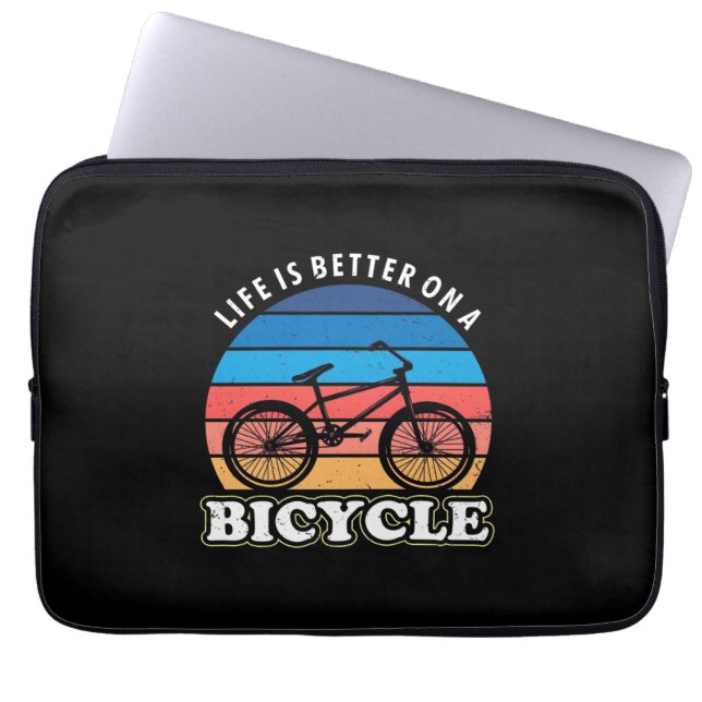 Het leven is beter op een fiets laptop sleeve (Voorkant)