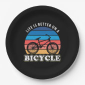 Het leven is beter op een fiets papieren bordje (Voorkant)