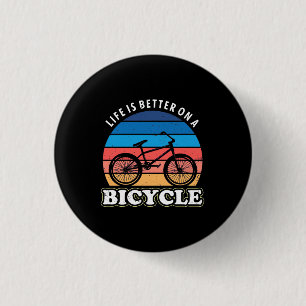 Het leven is beter op een fiets ronde button 3,2 cm