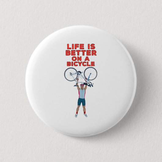 Het leven is beter op een fiets ronde button 5,7 cm (Voorkant)