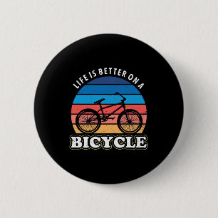 Het leven is beter op een fiets ronde button 5,7 cm