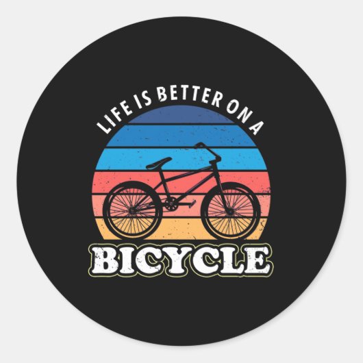 Het leven is beter op een fiets ronde sticker (Voorkant)