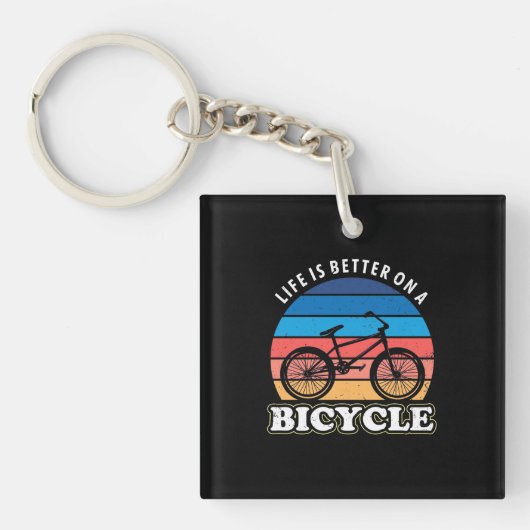 Het leven is beter op een fiets sleutelhanger (Voorkant)