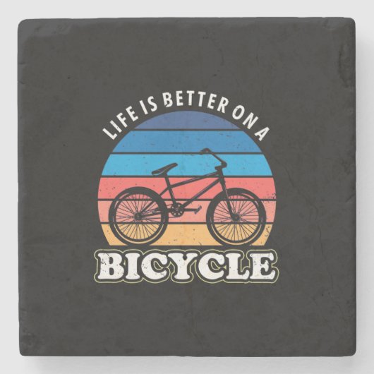 Het leven is beter op een fiets stenen onderzetter (Voorkant)