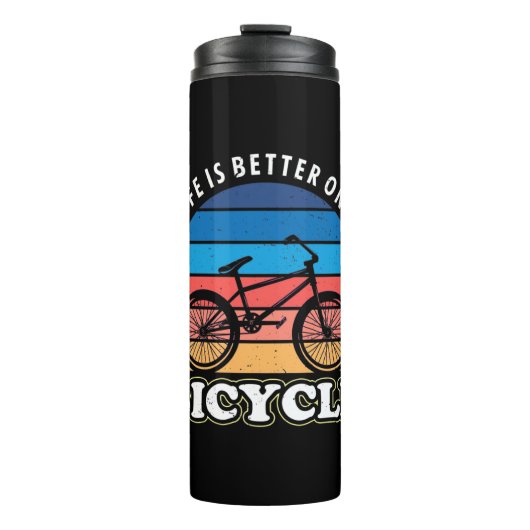 Het leven is beter op een fiets thermosbeker (Voorkant)
