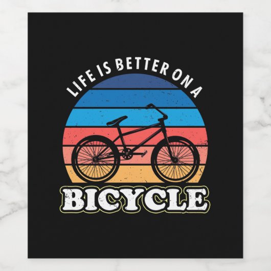 Het leven is beter op een fiets wijn etiket (Enkel label)