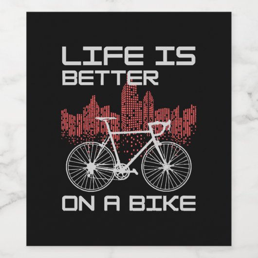 Het leven is beter op een fiets wijn etiket (Enkel label)