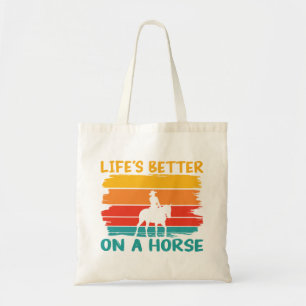 Het leven is beter op een paard, paardenliefhebber tote bag