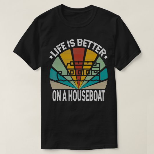 Het leven is beter op een woonboot die meer Leven  T-shirt (Design voorkant)
