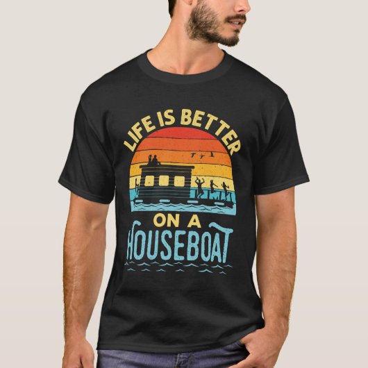 Het leven is beter op een woonboot t-shirt (Voorkant)
