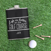 Het leven is beter op Golfcursus Quote Monogramed Heupfles