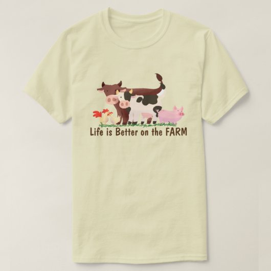 HET LEVEN IS BETER OP HET BOERDERIJ Fun Animal Quo T-shirt (Design voorkant)