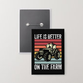 Het leven is beter op het Boerderij - liefhebbers Button (Voorkant / Achterkant)