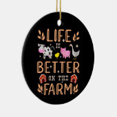 Het leven is beter op het Boerderij schattige dier Keramisch Ornament (Rechts)