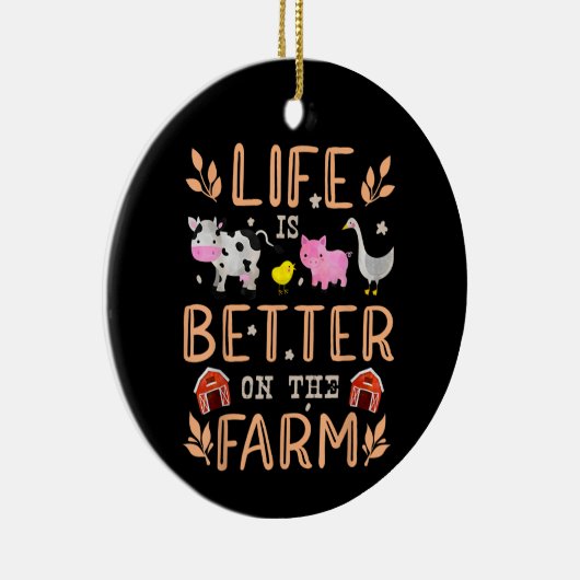 Het leven is beter op het Boerderij schattige dier Keramisch Ornament (Rechts)