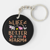 Het leven is beter op het Boerderij schattige dier Sleutelhanger (Achterkant)