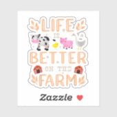 Het leven is beter op het Boerderij schattige dier Sticker (Vel)