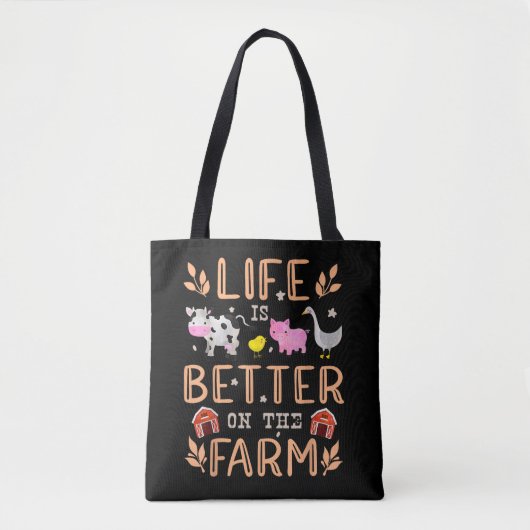 Het leven is beter op het Boerderij schattige dier Tote Bag (Voorkant)
