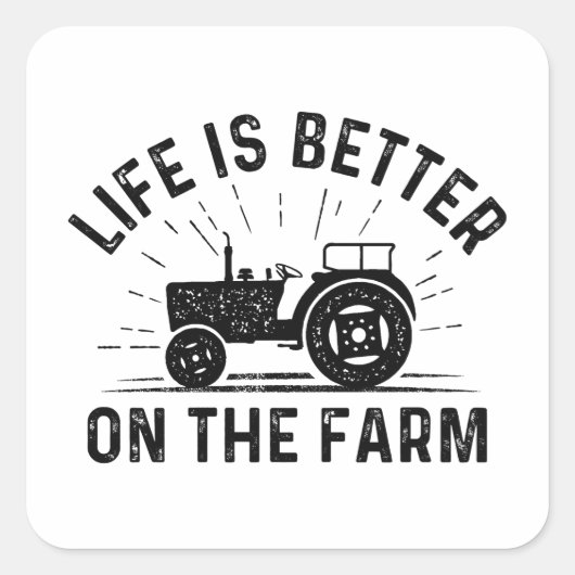 Het leven is beter op het Boerderij Vierkante Sticker (Voorkant)