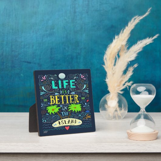 Het leven is beter op het eiland fotoplaat (Insitu)